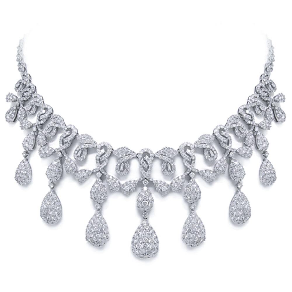 Allurez 25.45ct 18k White Gold Diamond Necklace