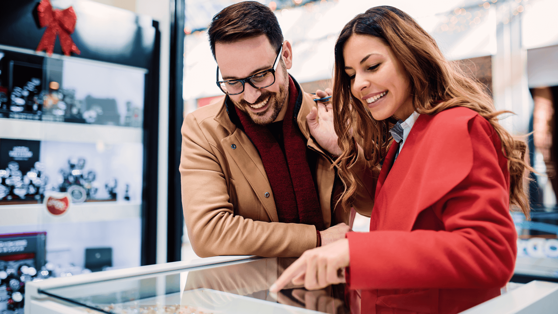 a couple shops for rings in store