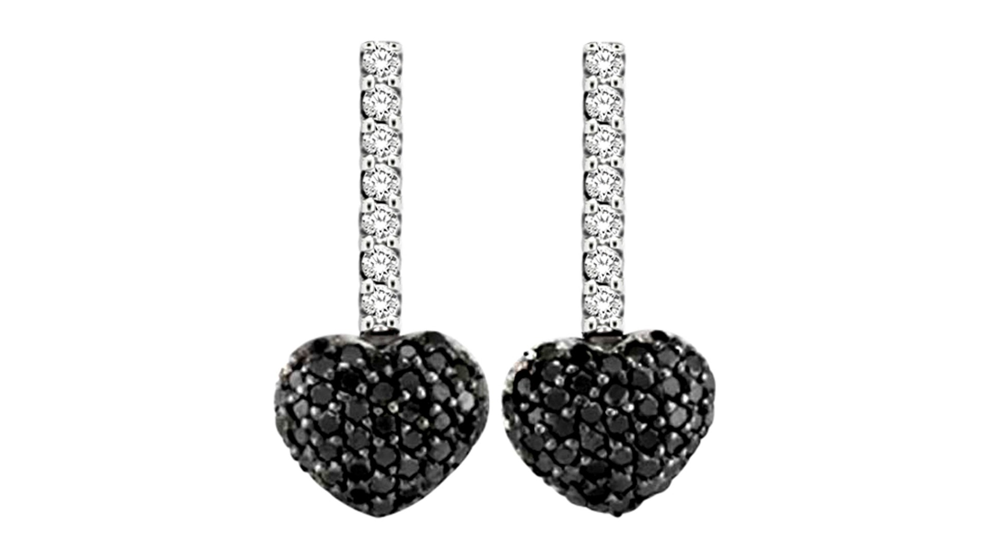 Valentine’s Day Gift Guide: a set of Black & White Diamond Puffed Heart Earrings