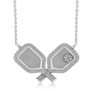 gold diamond pickleball necklace