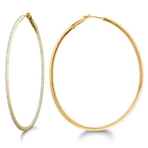 yellow gold diamond hoop earrings